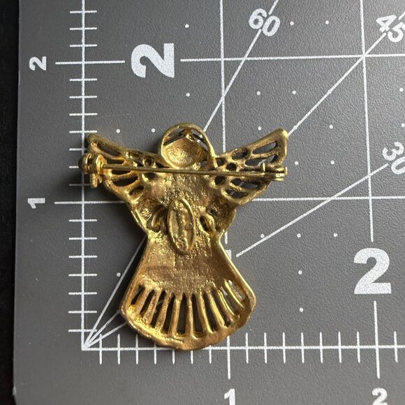Vintage Danecraft Gold Tone Angel Brooch Pin Filigree Design With Praying Pose A - Picture 6 of 6